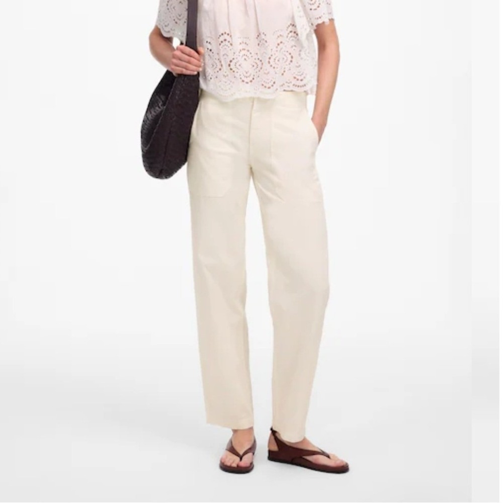 Madewell Tapered Leg Utility Pants Lighthouse Off White Cream Drapey Cotton 26